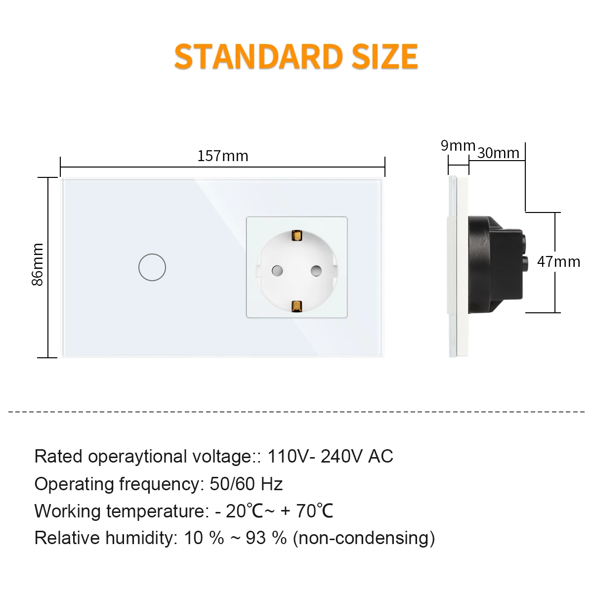 DAJIMEI Zigbee Touch Switches with EU Standard Normal Sockets 1/2/3 Gang Crystal Glass Panel Sensor Switch for Home Improvement