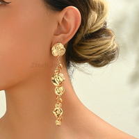 Luxury Charming Gold Color Irregular Round Metal Decor Long Tassel Dangle Earrings For Women Elegant Jewelry Ear Accessories