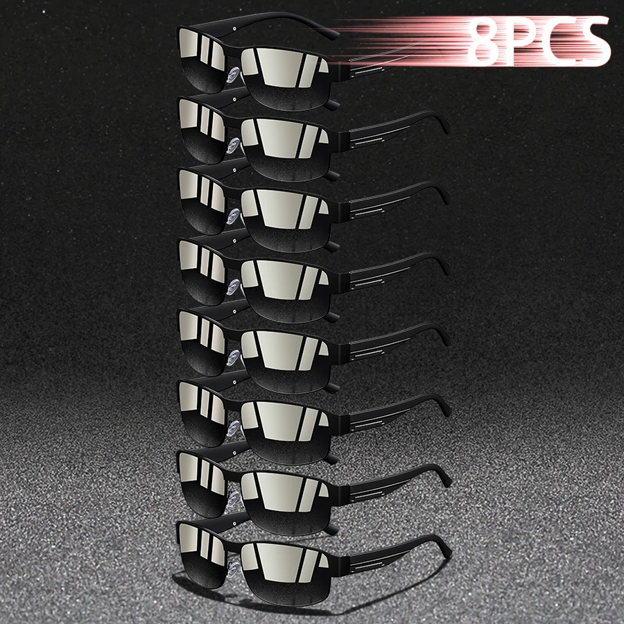 

8 шт. винтажные квадратные солнцезащитные очки в металлической оправе унисекс, роскошные брендовые дизайнерские модные очки для рыбалки и вождения