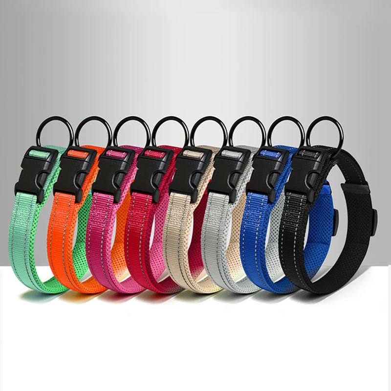

Reflective Lightweight Nylon Dog Collar Adjustable Breathable Comfort Pet Collar for Small Medium Large Dogs Ошейник Для Собак