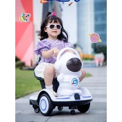 Children's Internet celebrity electric car rotary car with remote control can sit pink princess rotating balance motorcycle