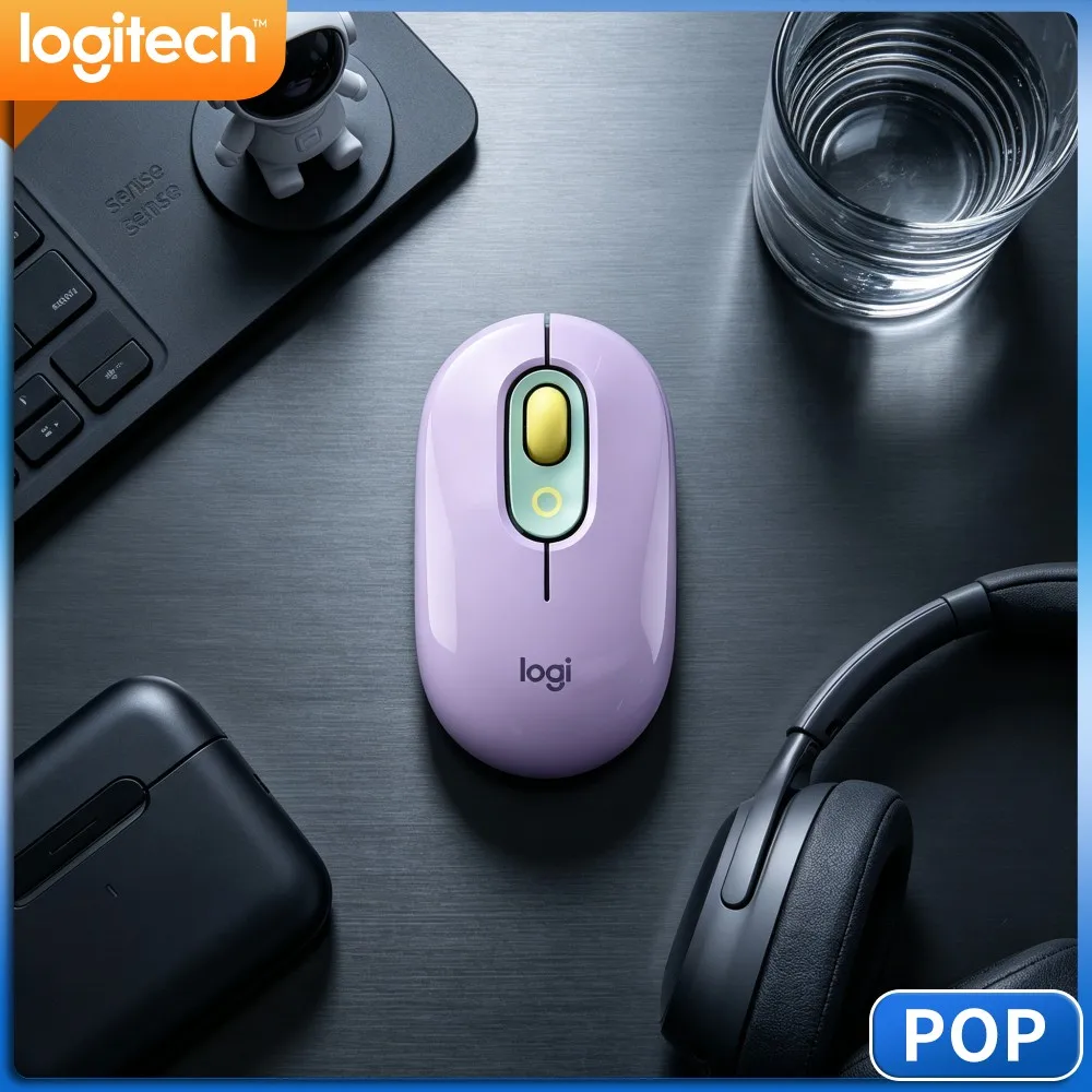 Logitech M350 POP Pebble Slim Mouse Mute‑Buttons Nano‑Receiver For Medical‑Device Sales Representatives Work