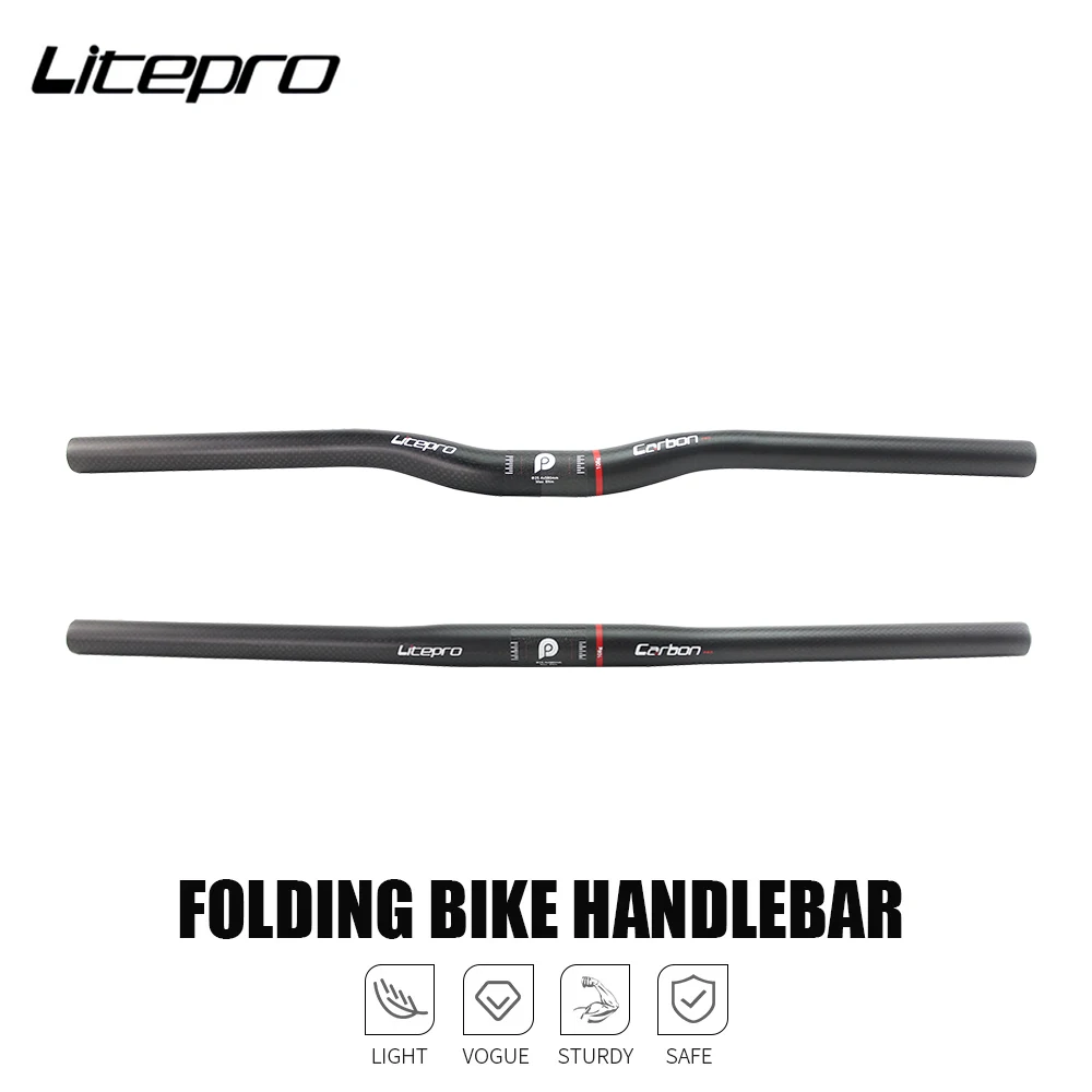 25.4mm Litepro Folding/BMX  Carbon Handlebar MTB Handlebar Flat Or Rise Carbon Fiber Ultralight Bicycle Handlebar Foldable