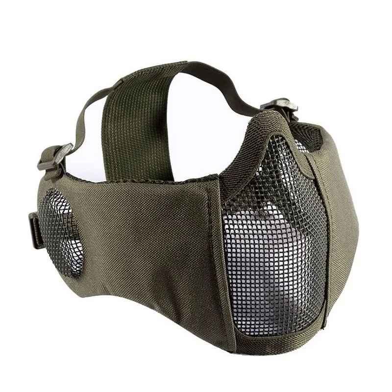 Tactical Airsoft Mask Paintball CS Foldable Half Face Low-carbon Steel Mesh Comfortable Ear Protective Masks