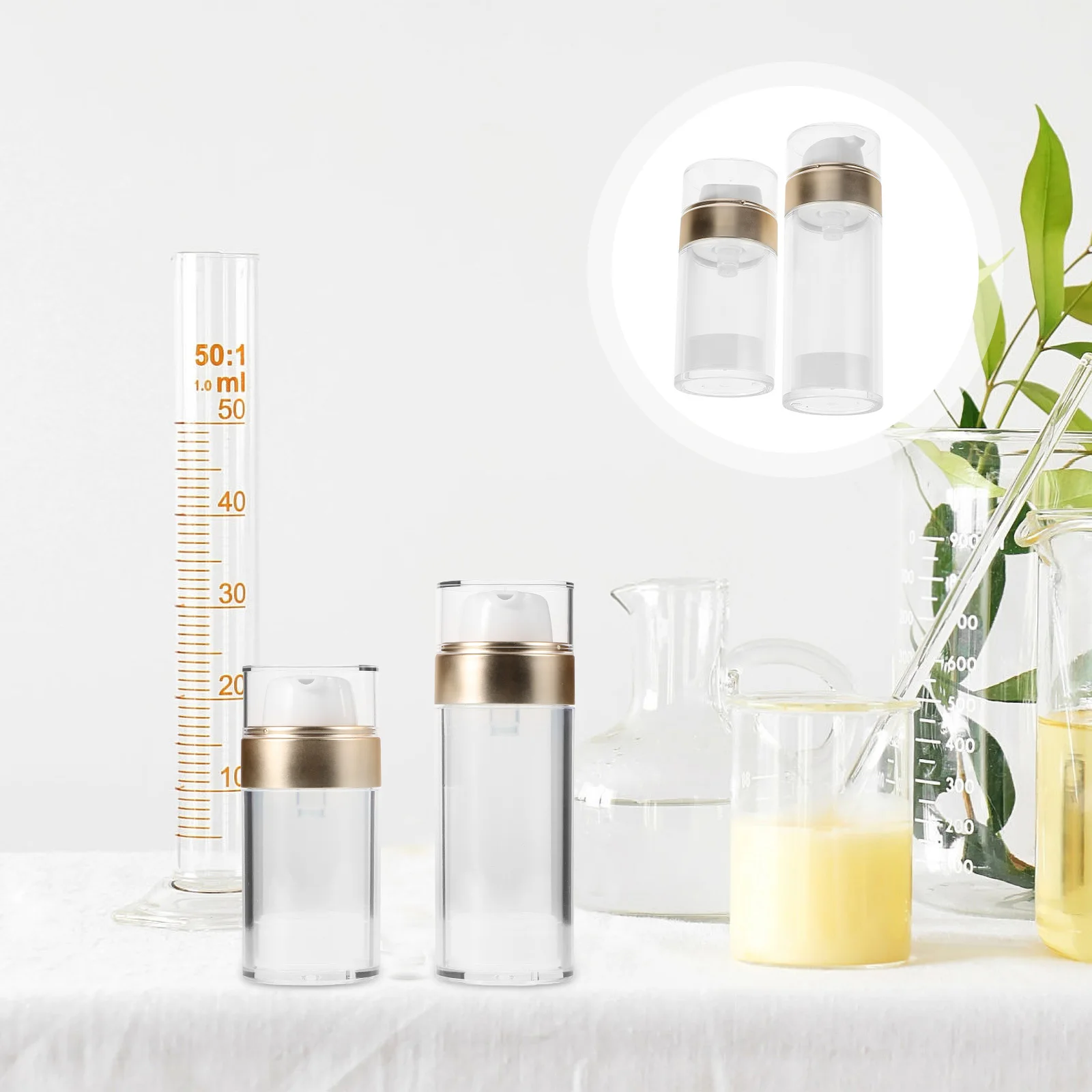 

2Pcs Press Type Airless Pump Bottle 30Ml 50Ml Vacuum Dispenser for Face Cream Serum Travel Skincare Containers Refillable