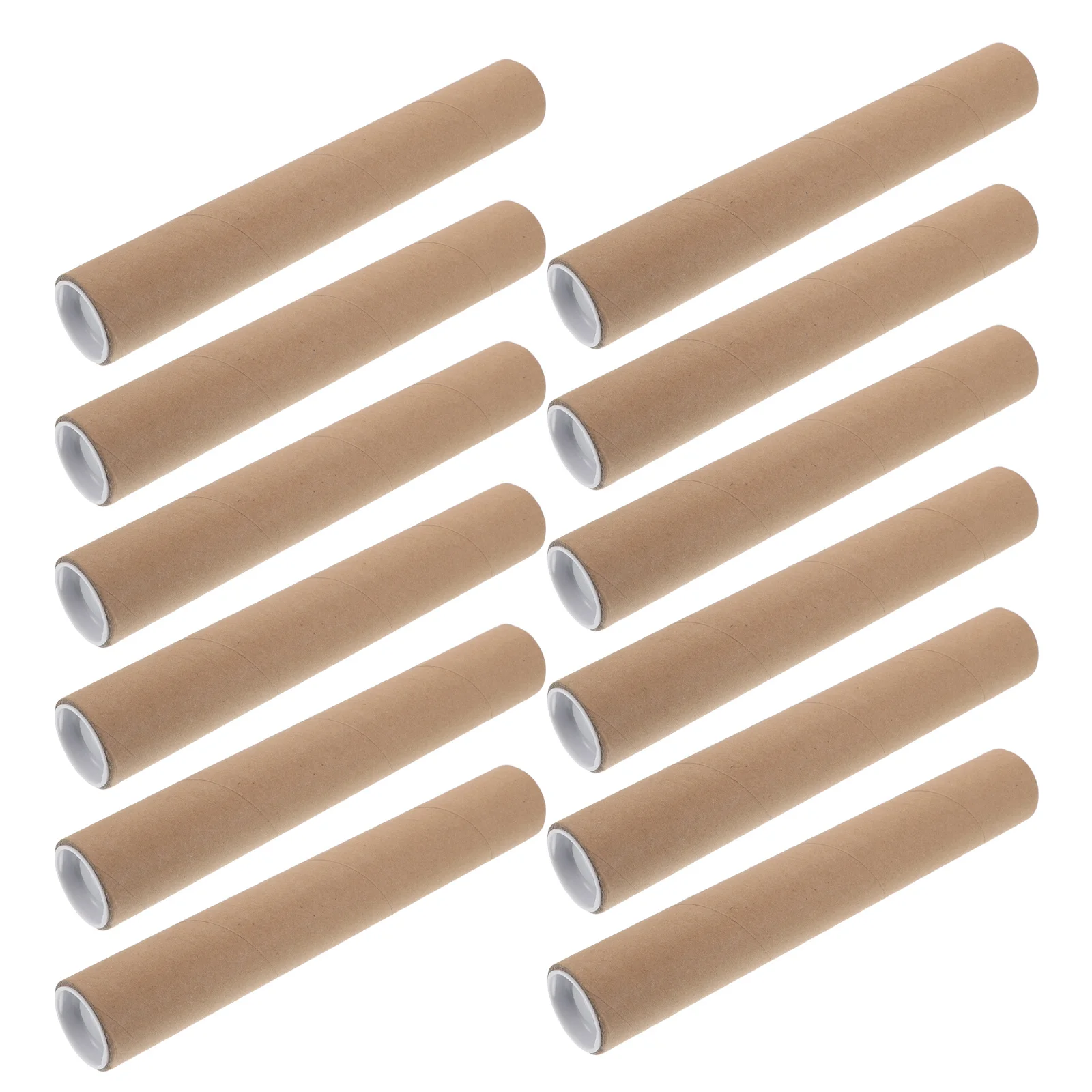 12Pcs Kraft Paper Mailing Tubes Poster Transport Tubes End Caps Heavy Duty Cardboard Tube for Drawing Blueprints Artwork Storage