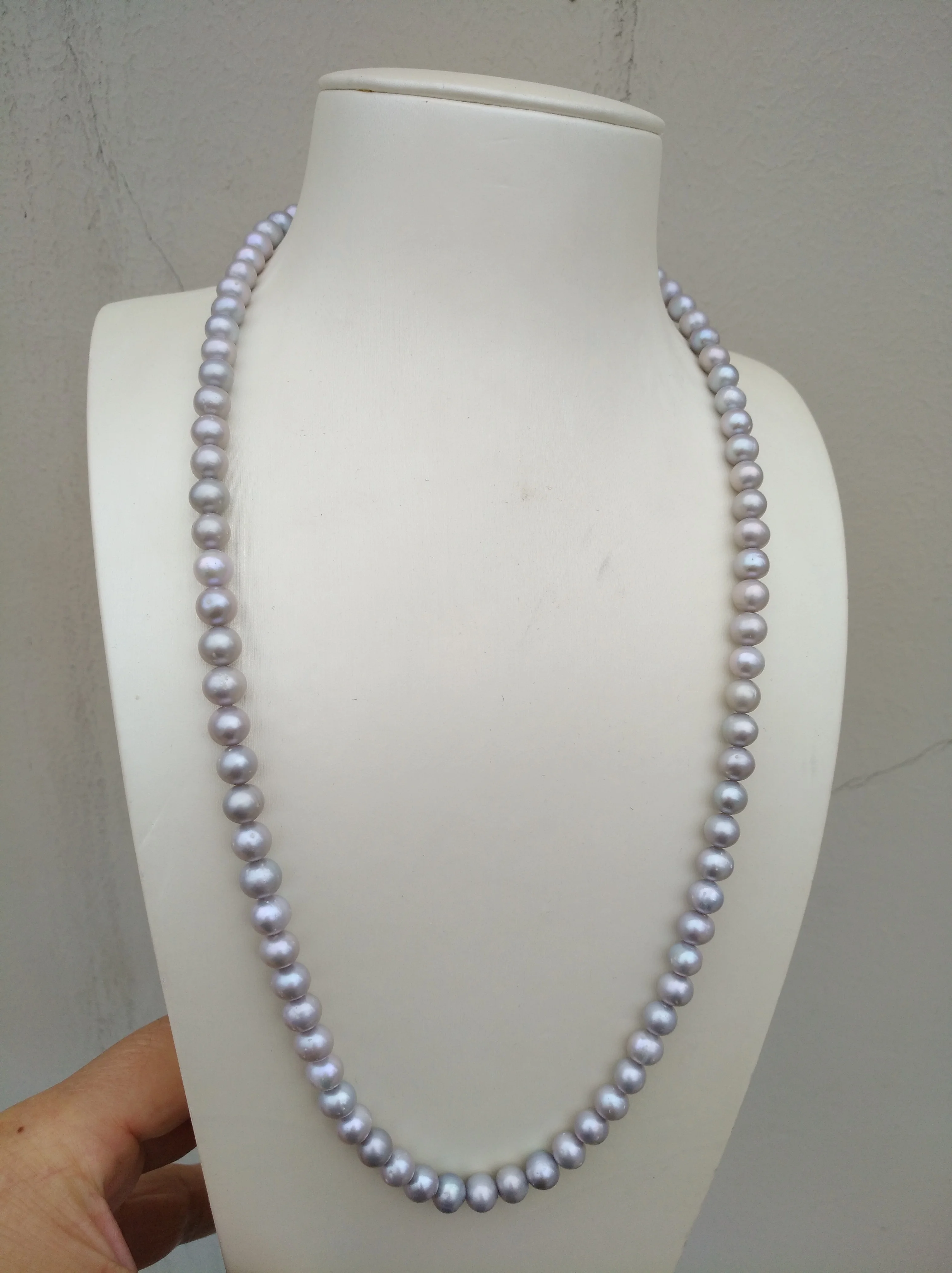 19inch Exceptional Precious 6-7mm Round South Sea Gray Real Natural Pearl Necklace Nice Look