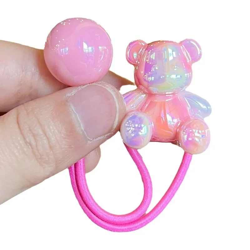 2PCS Lovely Gradient Sitting Bear Girls Elastic Hair Bands Princess Hair Accessories Children Hair Ties Baby Headwear