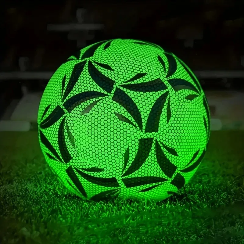 

..1Pro Size 5 Soccer Ball - Durable, Machine-Sewn & Glow-in-the-Dark Design for All-Weather Play..