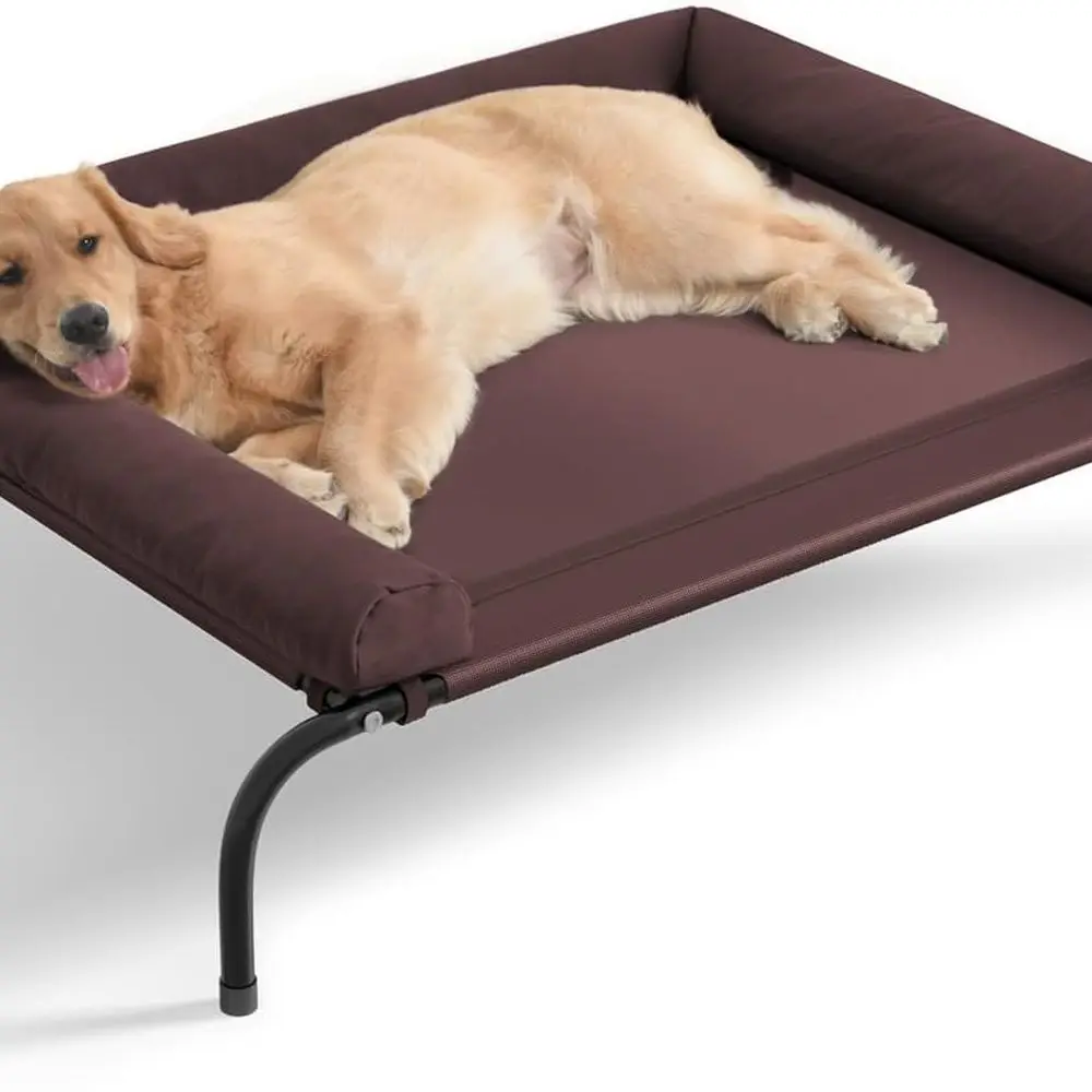 

Portable Outdoor & Indoor Elevated Dog Bed for Large Breeds with Breathable Mesh, Waterproof Removable Bolsters, and Chew-Resist