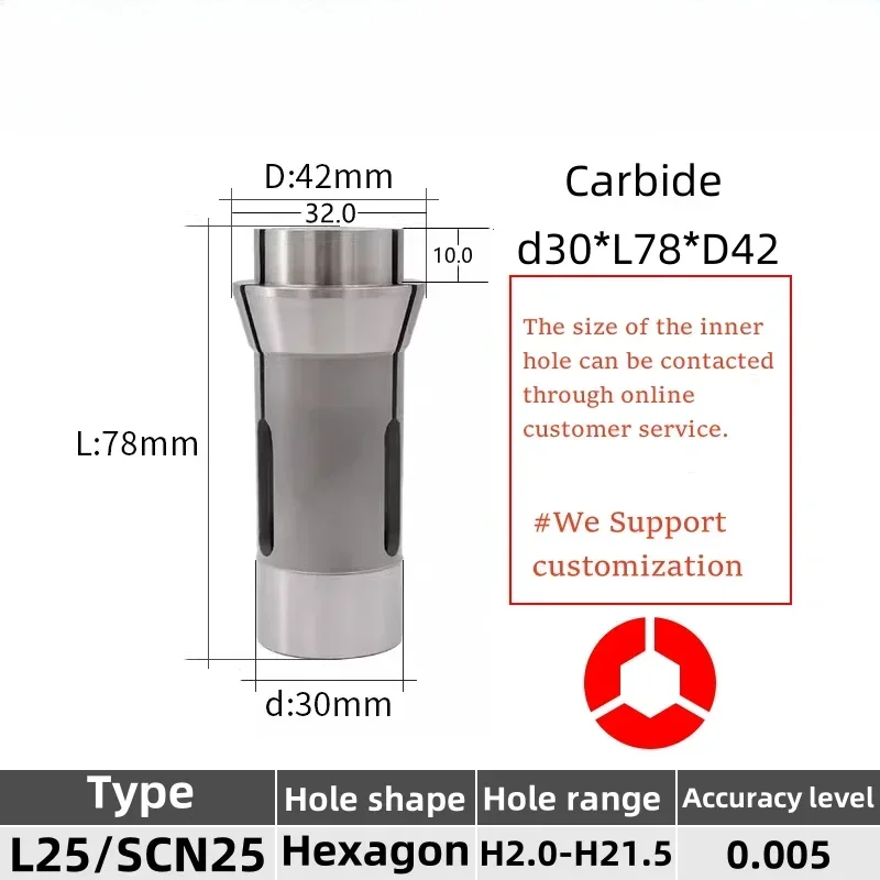 Hexagon Hole Star SCN25 Citizen L25 F30 157E Collet Swiss type automatic lathe chuck high precision Tungsten carbide Guide bush