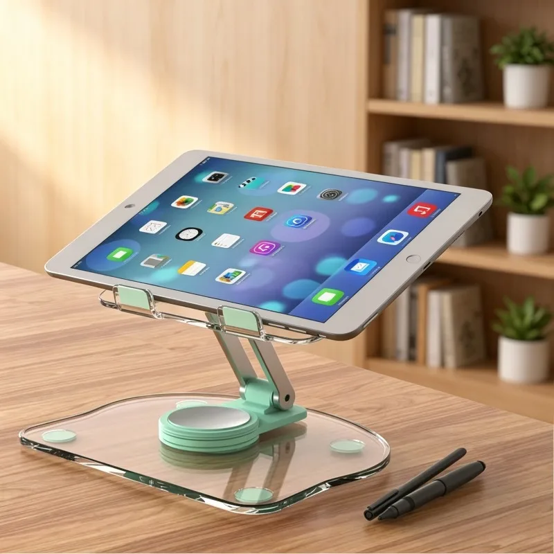 Multifunctional Acrylic Tablet Stand Foldable Rotating Non-Slip Shelf with Heavy-Duty Load Capacity Suitable for Home Office
