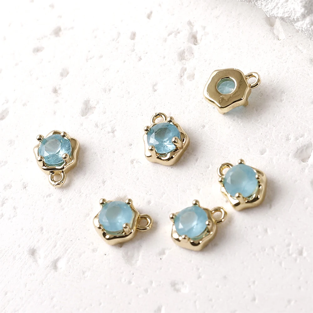 Brass Plated with 14k Gold Zircon Heart Shaped Water Drop Pendant DIY Jewelry Making Necklace Bracelet Accessory Materials
