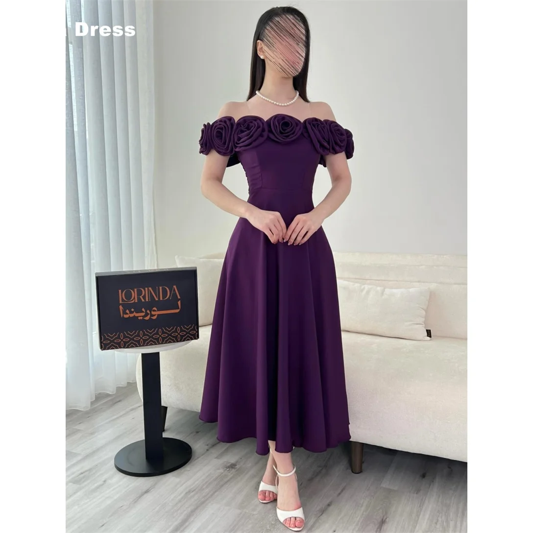 

Mina Customized Purple Elegant Party Dresses for Special Occasions Flowers Prom Dress One Shoulder Off the Shoulders Night