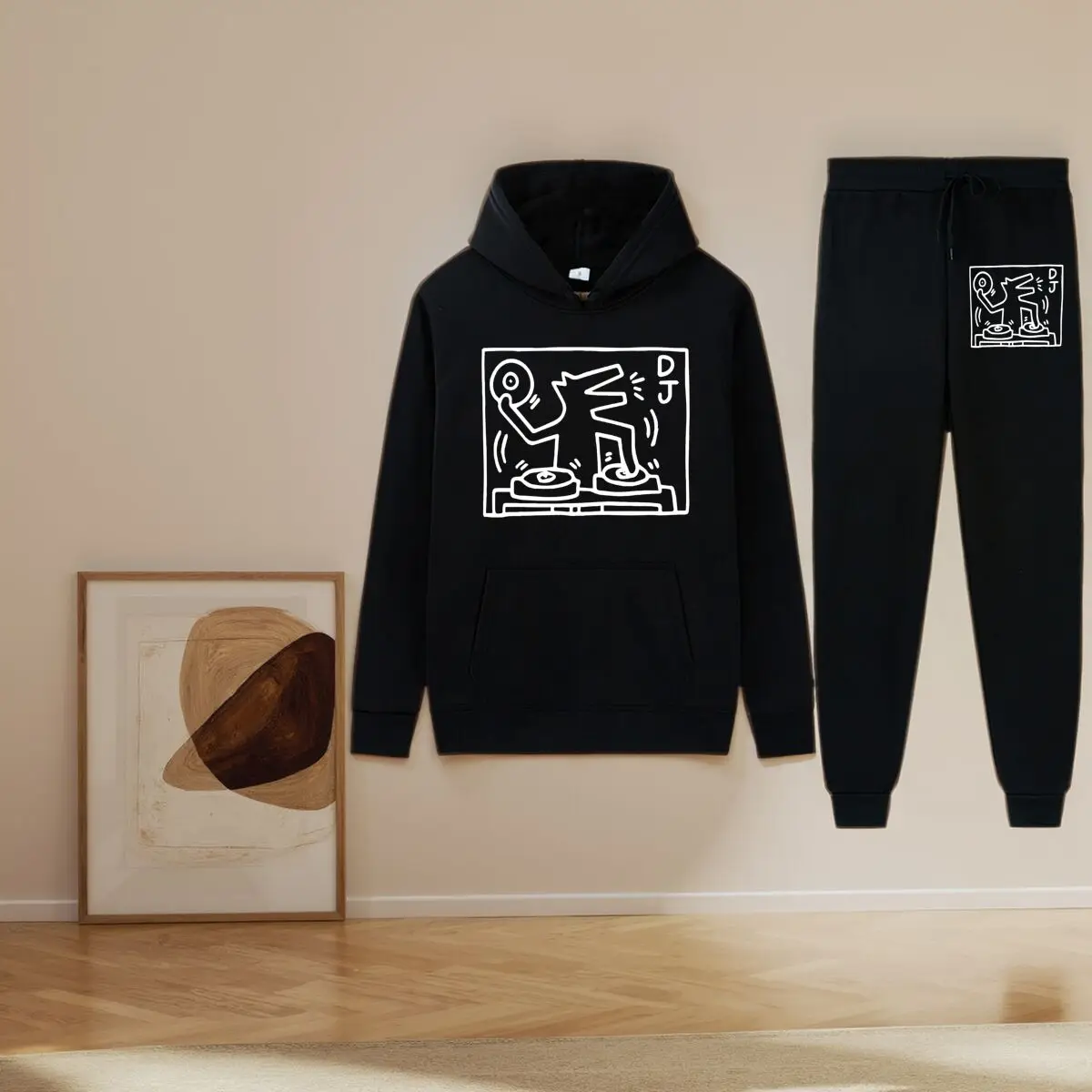 DJ Keith Haring Pop Art مطبوعة مقنعين بالإضافة إلى حجم هوديي الرجال النساء بلوزات مريحة #3