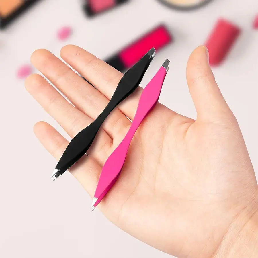 Stainless Steel Double Ended Eyebrow Pliers Eyelash Tweezers Beauty Eyebrow Repair Tool Makeup Beauty Eyebrow Clip Tweezers