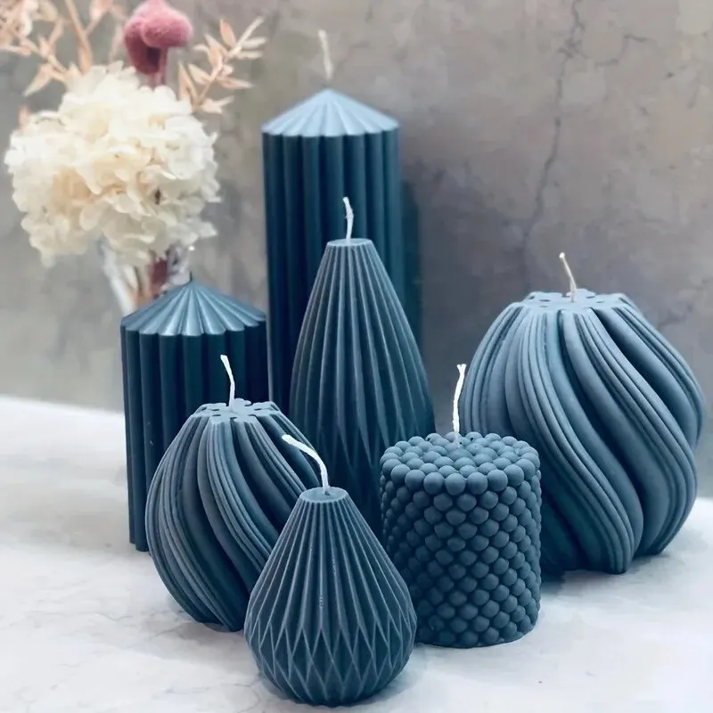 Forma silikonowa 3D w paski spiralne do świec zapachowych DIY, rzemiosła gliniane, wosk, odlewanie żywicy - forma do świec o nieregularnym kształcie