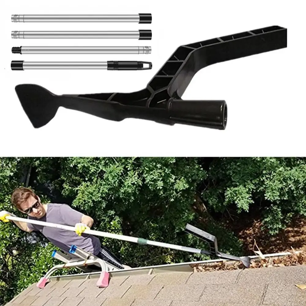 Extendable Gutter Cleaner Telescopic Durable Plastic Head Portable Gutter Cleaning Brush Splicing Pole Abrasion Resistance