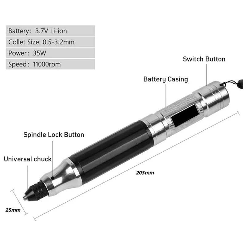 New 35W 3.7V Engraving Pen Rechargeable Etching Pen Electric Engraving Tool Mini Engraver For Carving Metal Glass Jewelry