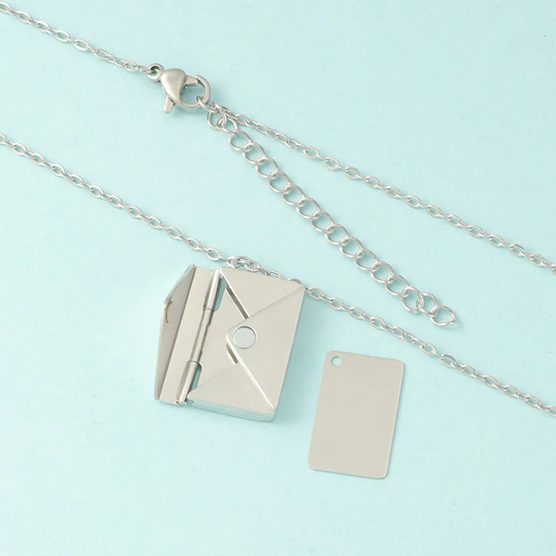 10pcs/Lot Simple Personality Style Stainless Steel Detachable Envelope Shaped Pendant Necklaces for Love Letter Gift