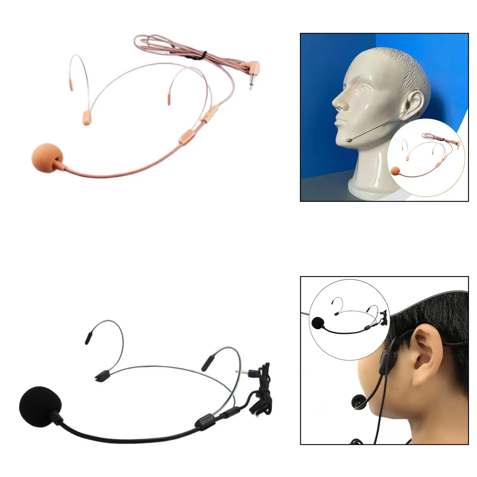 Double Ear Hook Headset Mic Lightweight Zero Latency Multipurpose Comfortable for Theater, Lectures, Podcasts Low Profile Earset