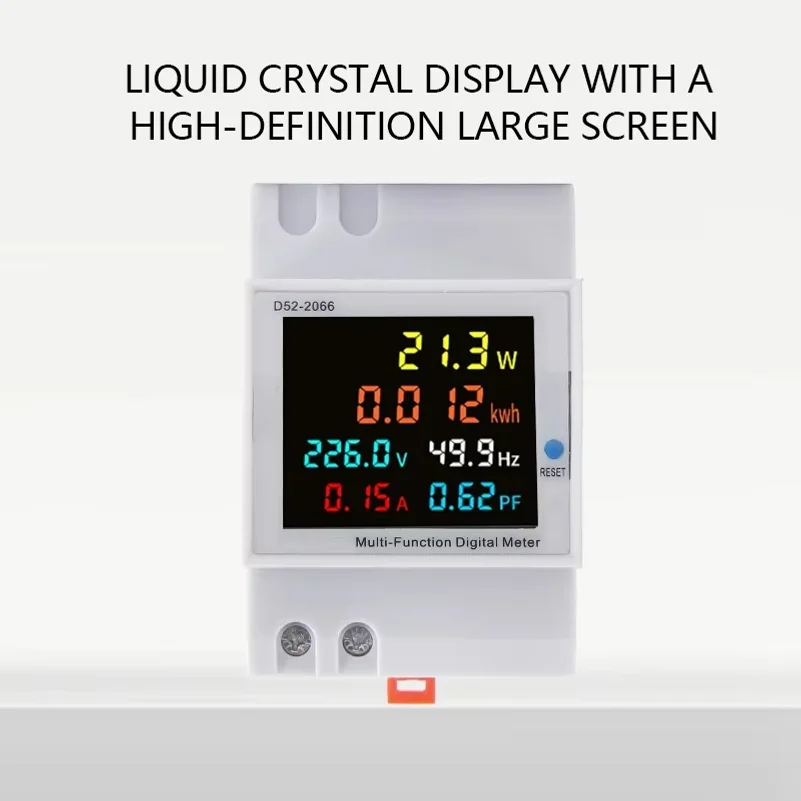 6IN1 DIN Rail AC Electric Energy Meter 110V 220V 380V 100A Voltage Current Power Factor KWH Frequency Monitor for Electrical Sys