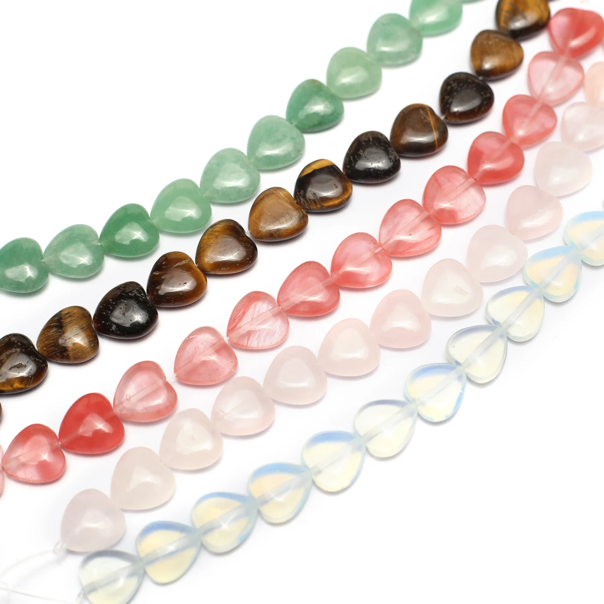 

14mm Natural Stone Crystals Heart Shaped Beaded Ladies Christmas Gift for Jewelry Make DIY Necklace Bracelet Accessories 20cm