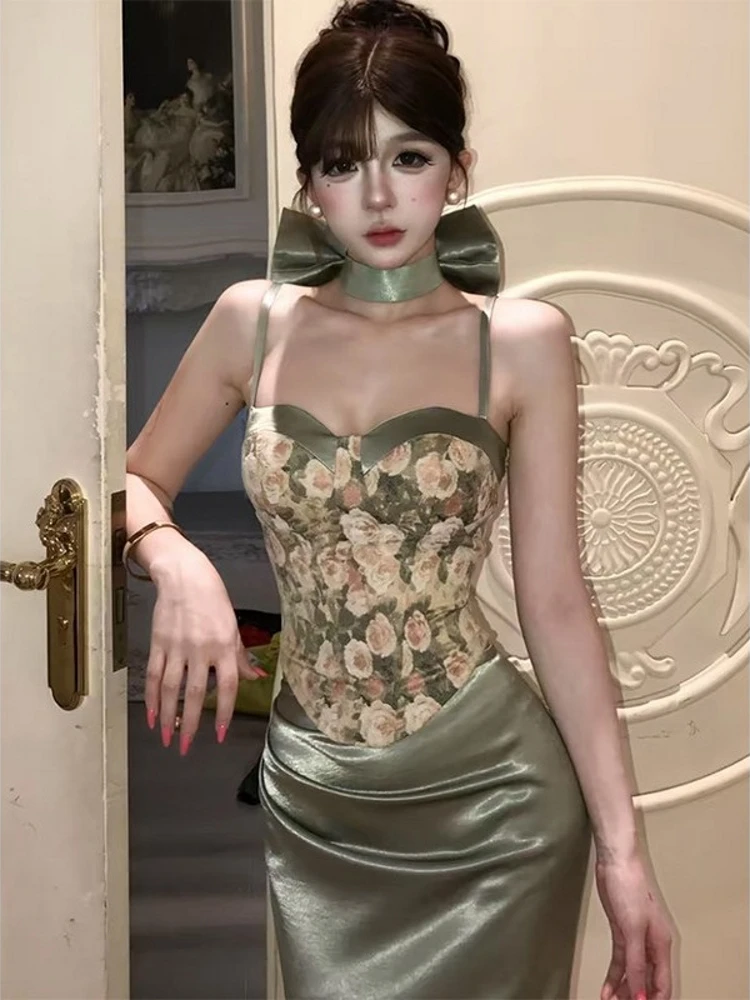 

Korean Sle Sexy Floral ter Top And High Waist Skirt Set Women's Faion Spring New Pure Desire Bodycon f Skirt Set