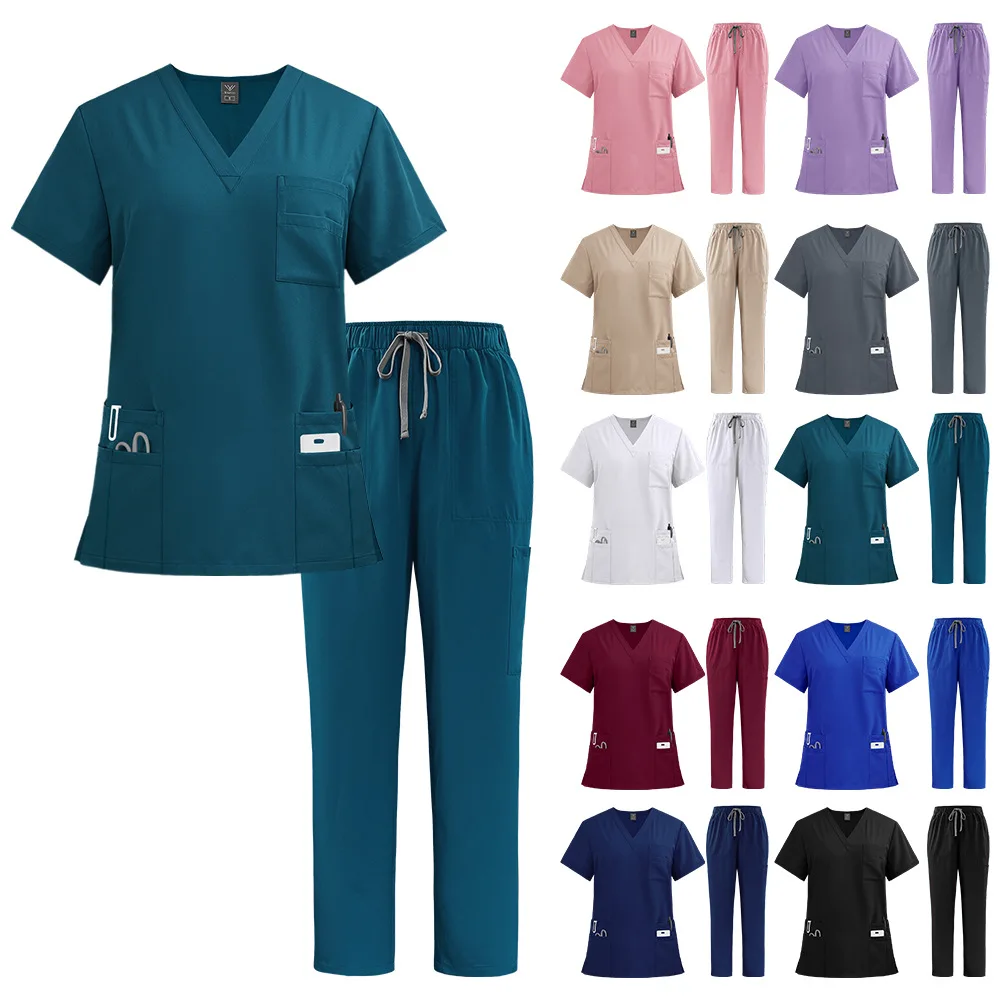 Comfortable Quick-Drying Casual Hospital Work Uniform Set for Men And Women Doctor And Nurse Scrubs Popular Selling