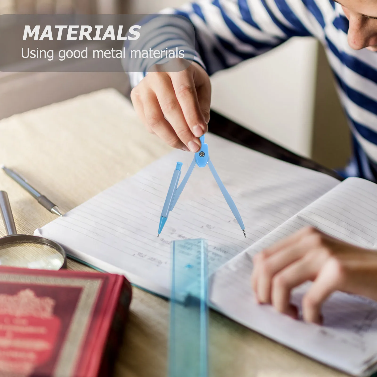 1 conjunto de bússolas portáteis ferramenta de desenho metal matemática bússolas para estudantes professores desenho círculo ferramenta escola