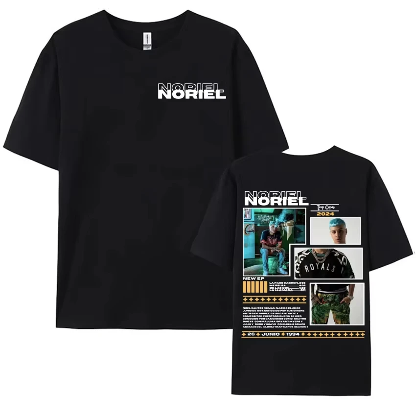 26  Rapper Noriel Album Tour Cover T-shirts for Men Women Hip Hop Pop Music Harajuku Y2k T Shirt Male High Quality  T-shirt