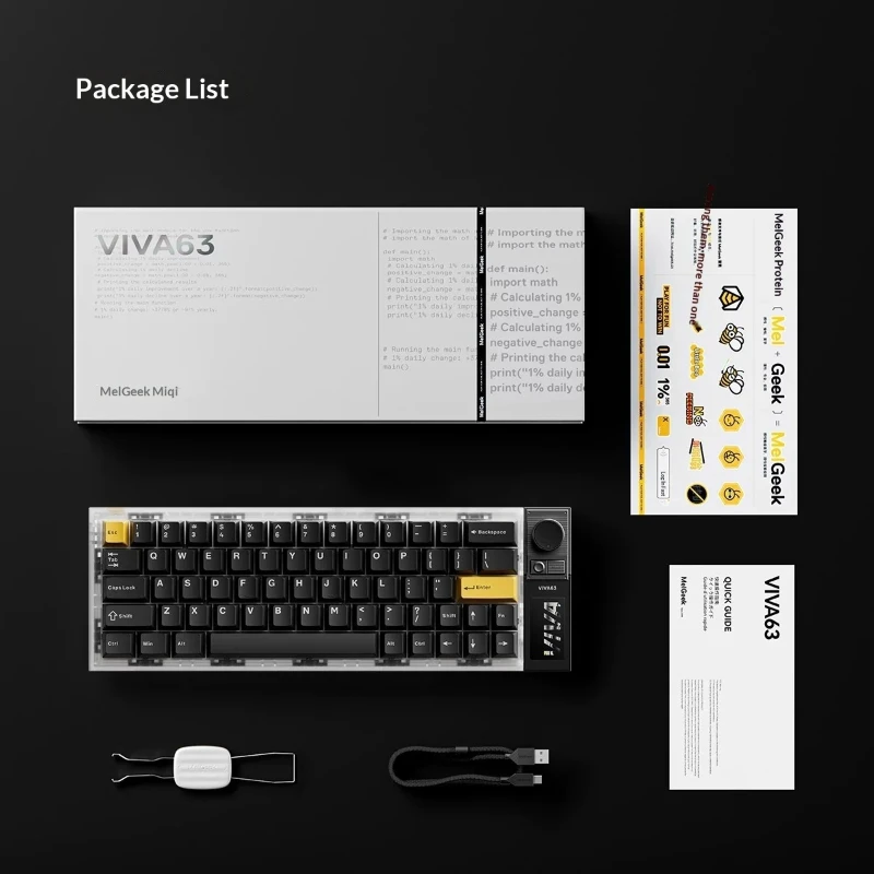 MelGeek VIVA63 Magnetic Switch Gaming Keyboard 63Keys OLED Touch Screen 8K RT‑Adjustable 270° RGB Light‑Box for PC FPS