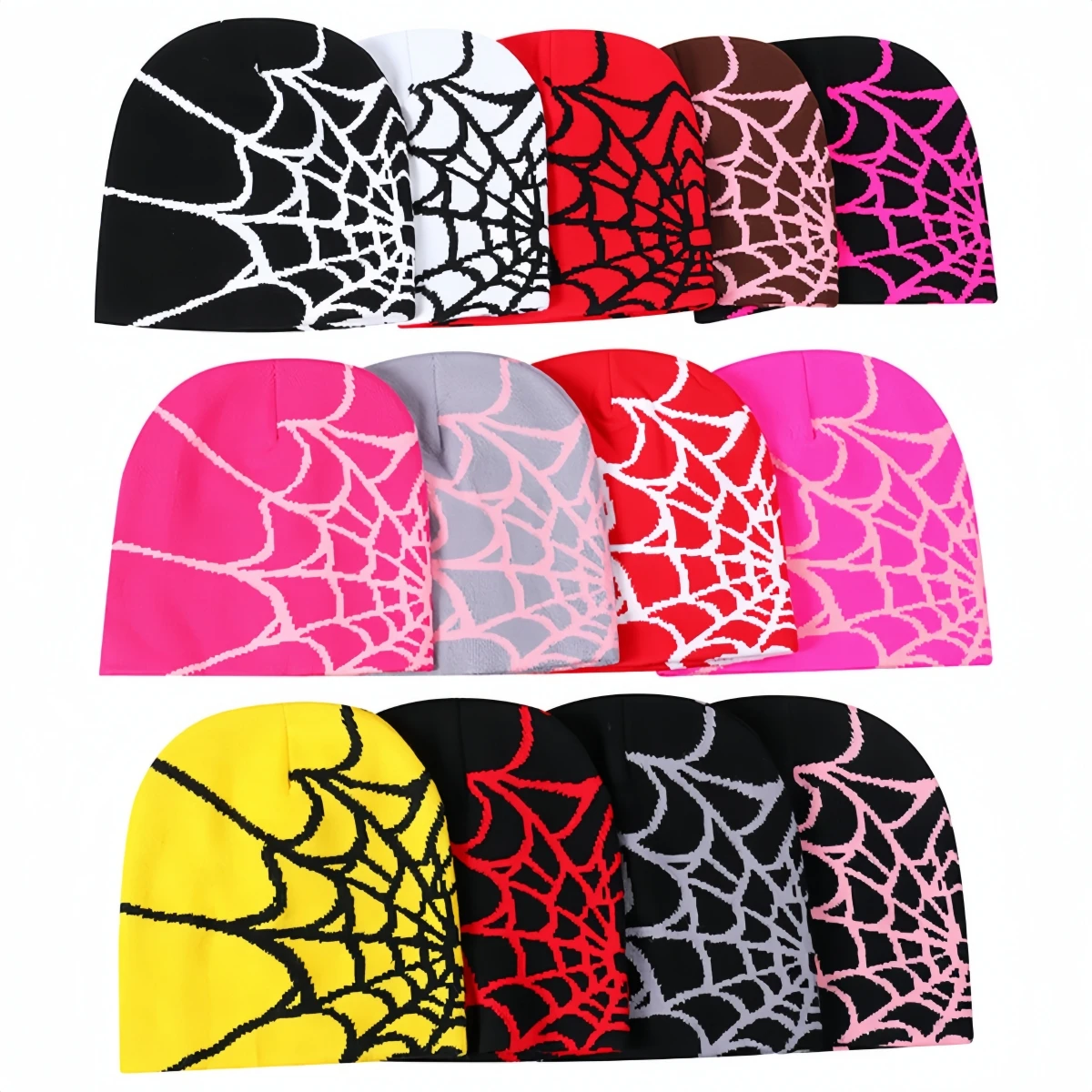 Universal Knit Hat for Men And Women Spider Web Design Multi-Color Outdoor Sports Fashion Cap for All Seasons