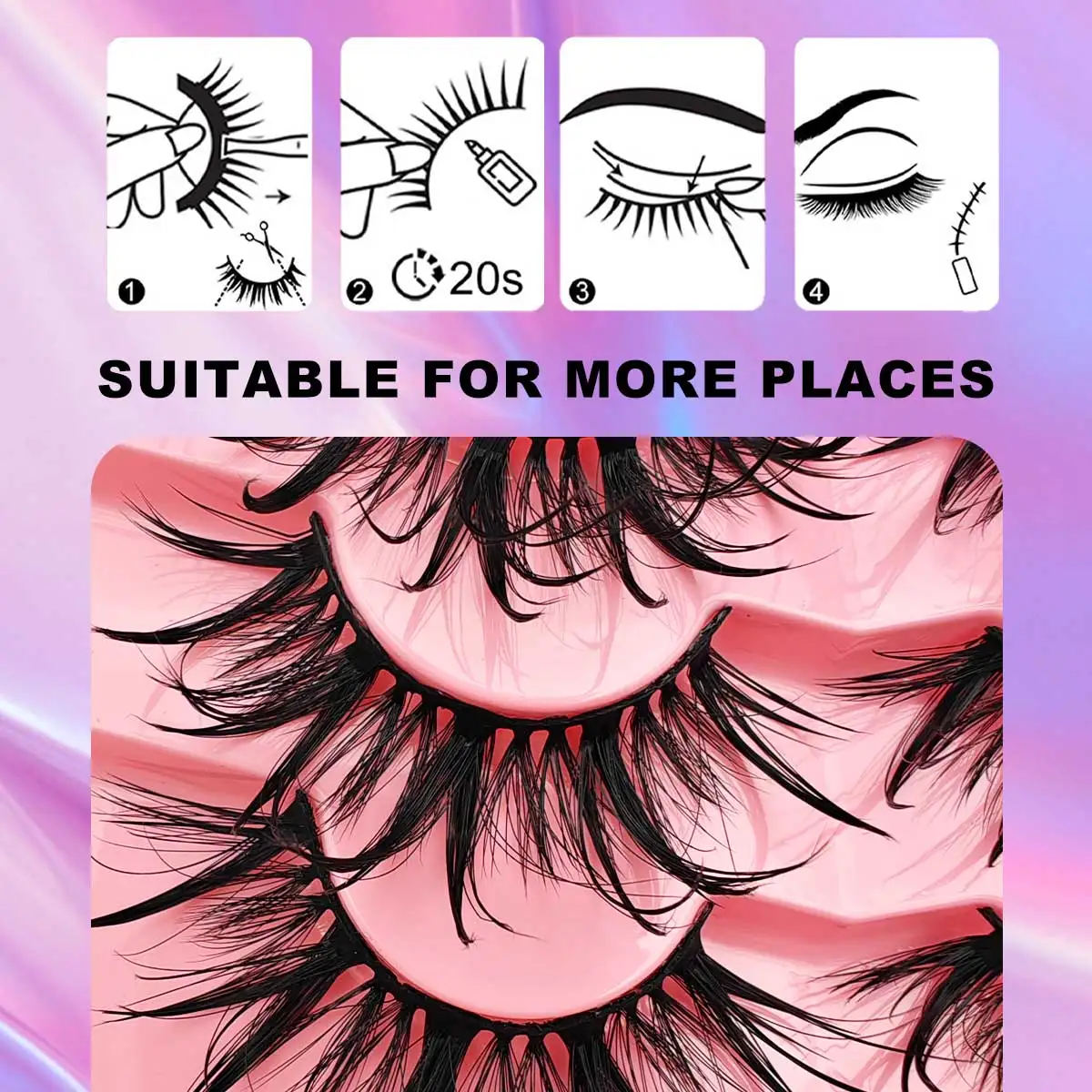 5 Pairs Wet Look Faux Mink False Eyelashes Natural Curl Thick Long Fluffy Fairy Cat Style for Holiday Events Costume Parties