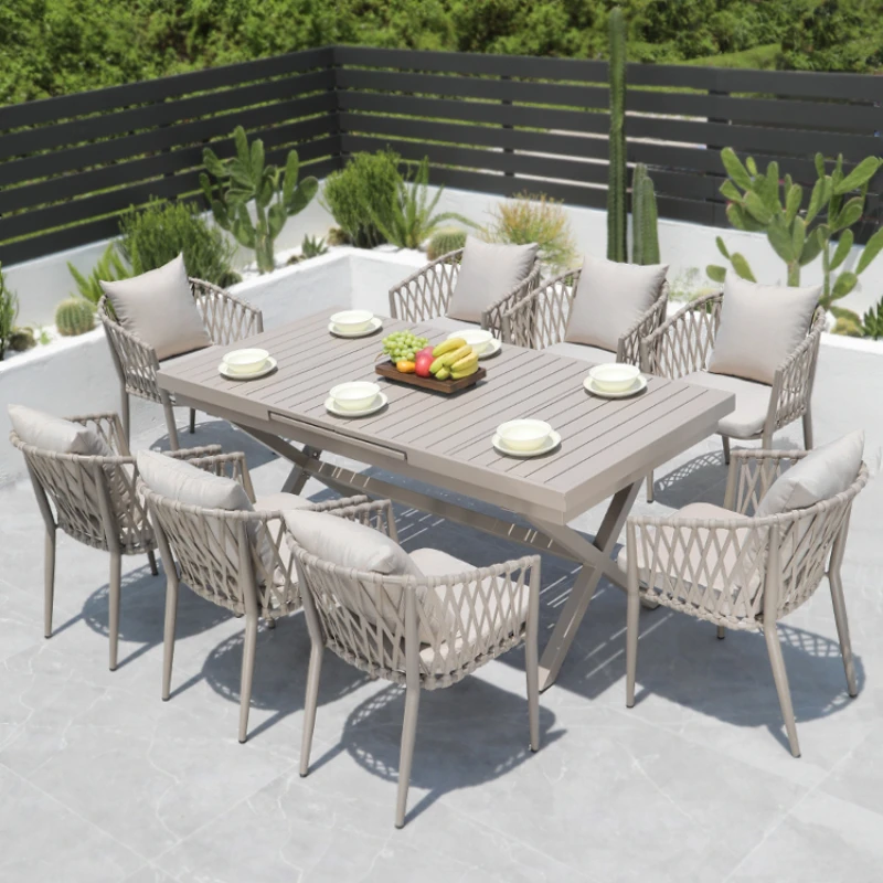 

Outdoor table and chair courtyard combination simple leisure outdoor Nordic high-end garden terrace balcony waterproof rattan