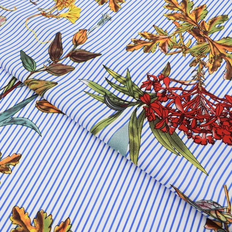 2021 Neuer himmelblau gestreifter, reaktiv gefärbter reiner Baumwollstoff für Sommerkleid, Hemd, Vestido, DIY