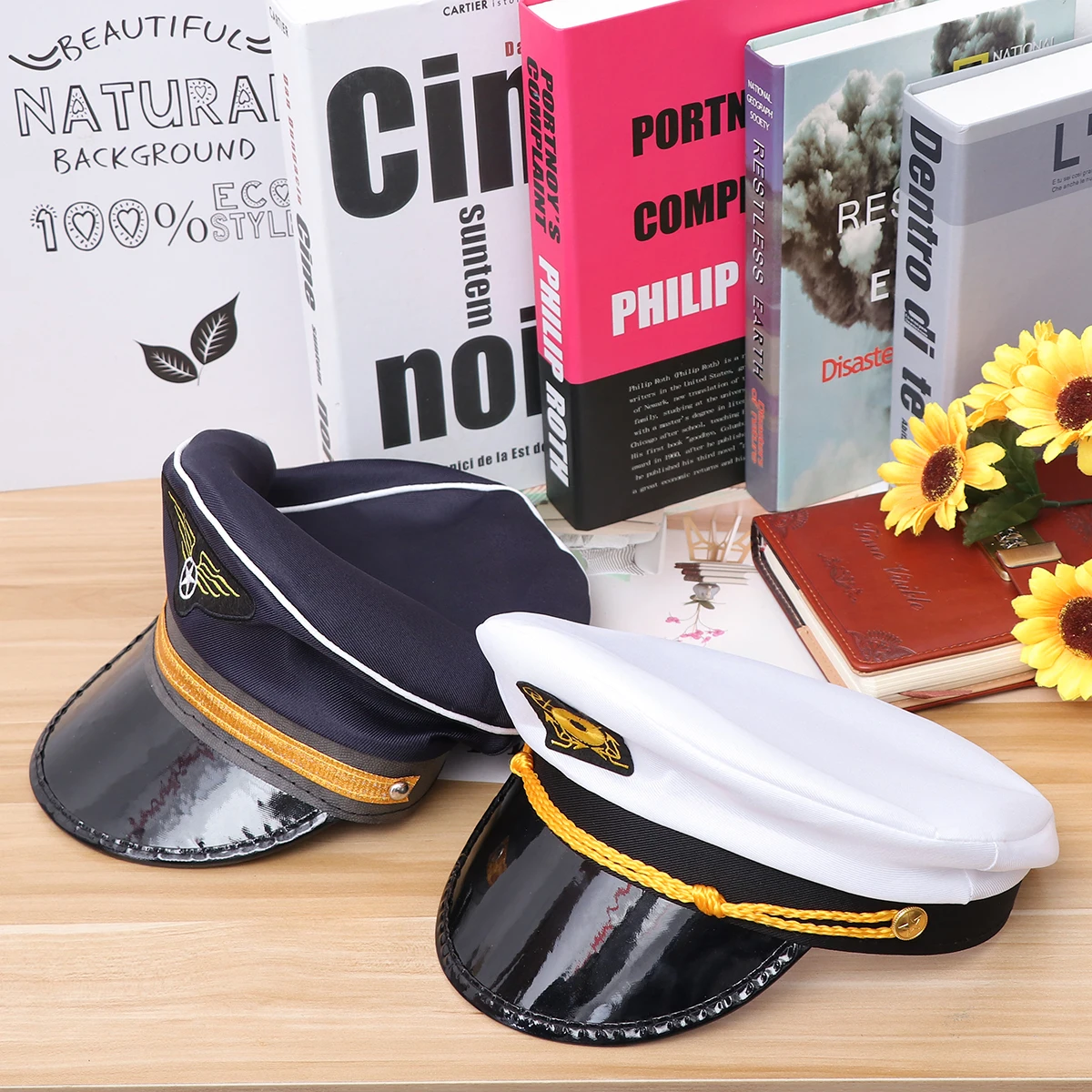 

2 pcs Captain Hats Pilot Costume Accessory Party Halloween Cosplay Adults Kids Decoration Fit Most Teens Captain Hat Flight