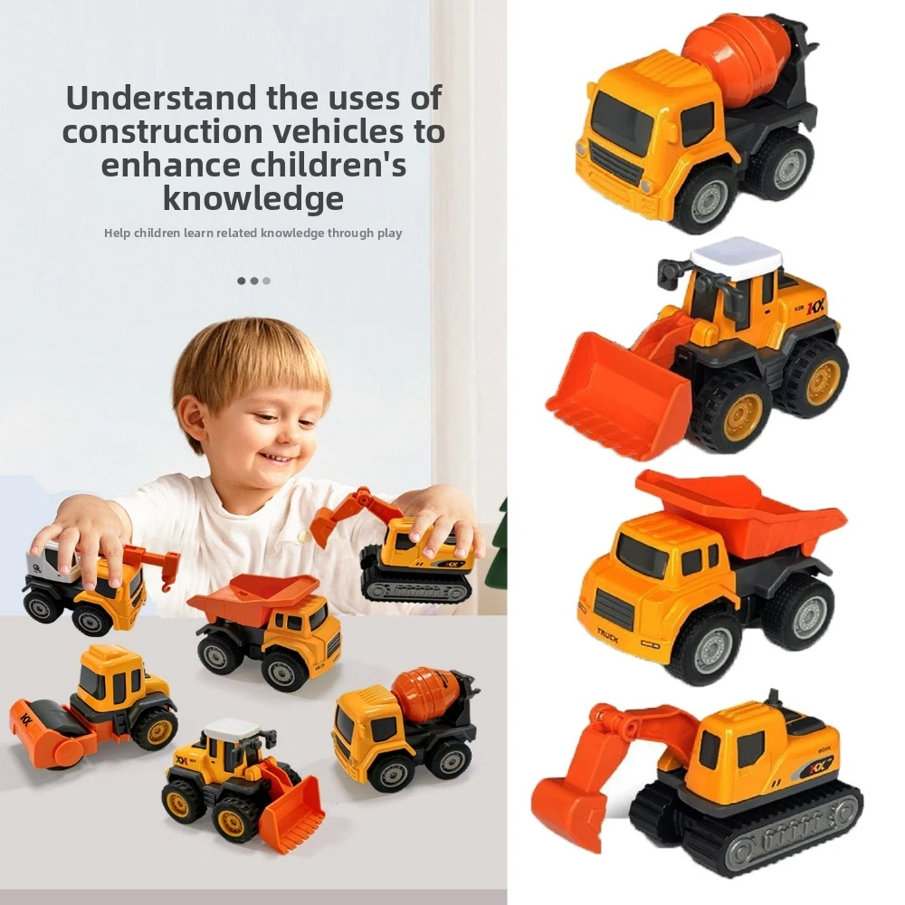 

4/6pcs Mini Simulation Diecast Crane Car Alloy 2 Styles Engineering Vehicle Classic Construction Model Sliding Boy Gift