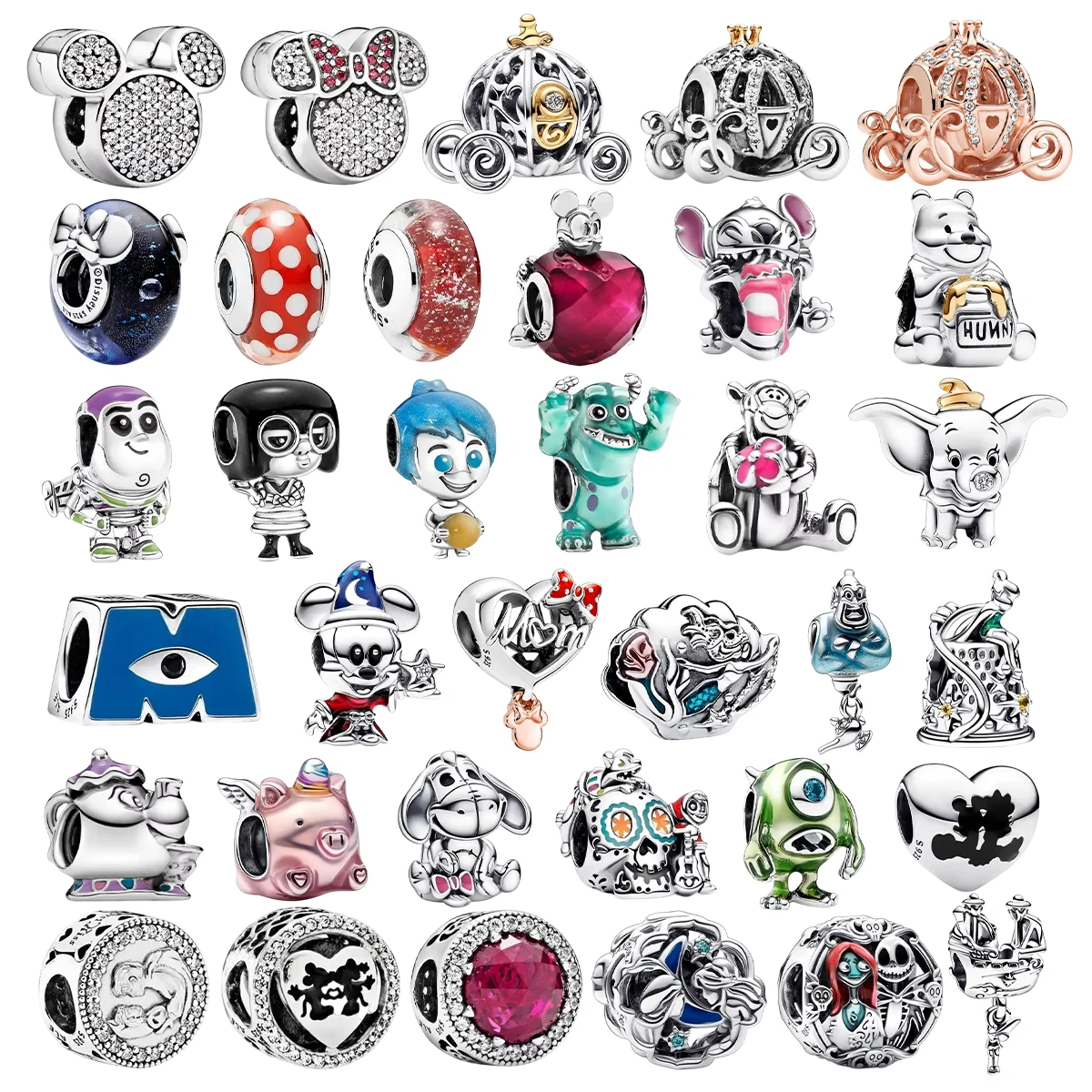 925 Silver Cartoon Series Charm Beads Classic Mickey Mouse Pumpkin Carriage Beads Suitable for DIY Personalized Bracelet Pendant