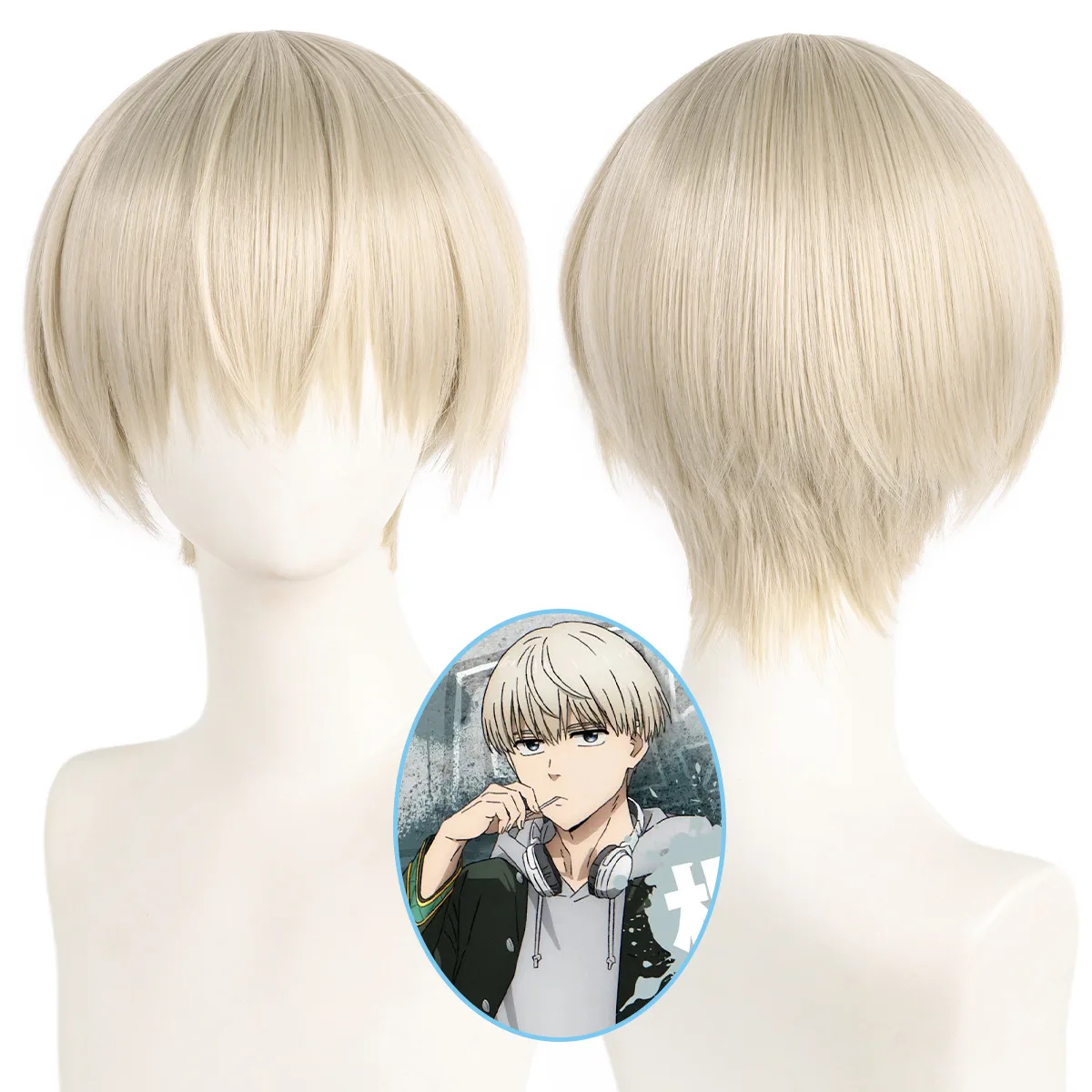 

Short Blonde Synthetic Wig Cosplay Costume Party Heat Resistant Fiber Natural Hairline Stylish Anime Role Play