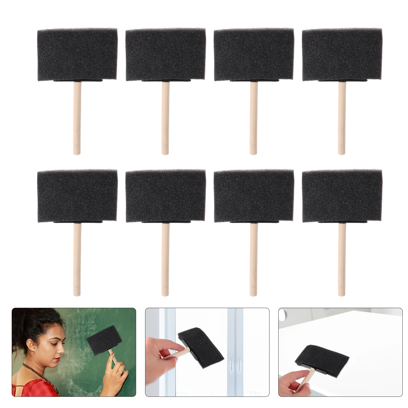 

20 Pcs Paint Brush Wooden Handle Sponge Painting Brushes Graffiti Stain for Bevel Tipped