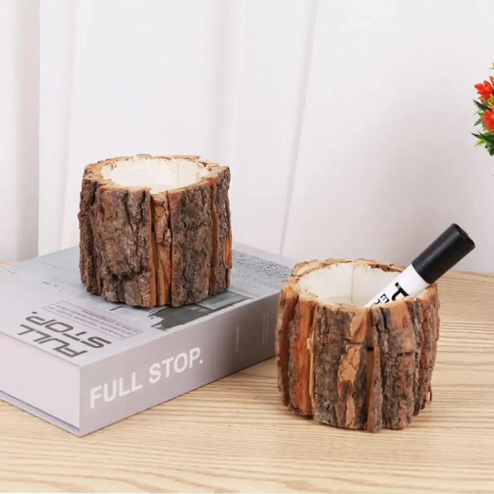 

Stationery Storage Wooden Bark Pen Holder Multifunctional Minimalism Desktop Organizer Cosmetic Holder Stationery Box