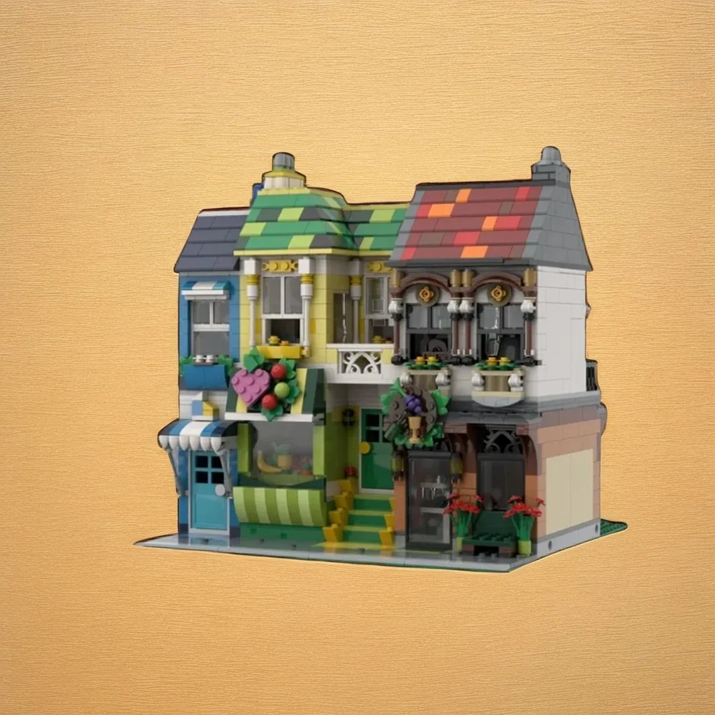 

1908pcs MOC Vintage Town Old Town Grocer Nostalgic General Store DIY Model Building Blocks Birthday Toys Gift