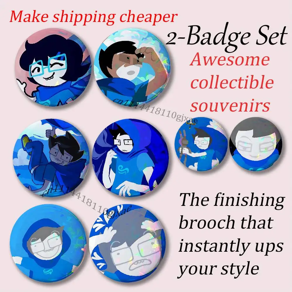 John Egbert H-Homestuck 2-piece set Pins Backpack Clothes Jewelry Accessories Cartoon Round Brooch Button Badge Gifts
