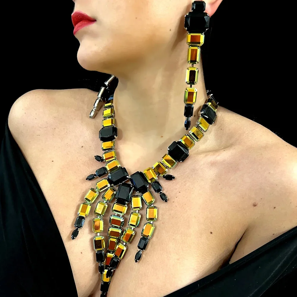 AliExpress Hot Sale Jewelry Set Exaggerated Tassel Necklace Earrings Catwalk Jewelry Women's Jewelry Set