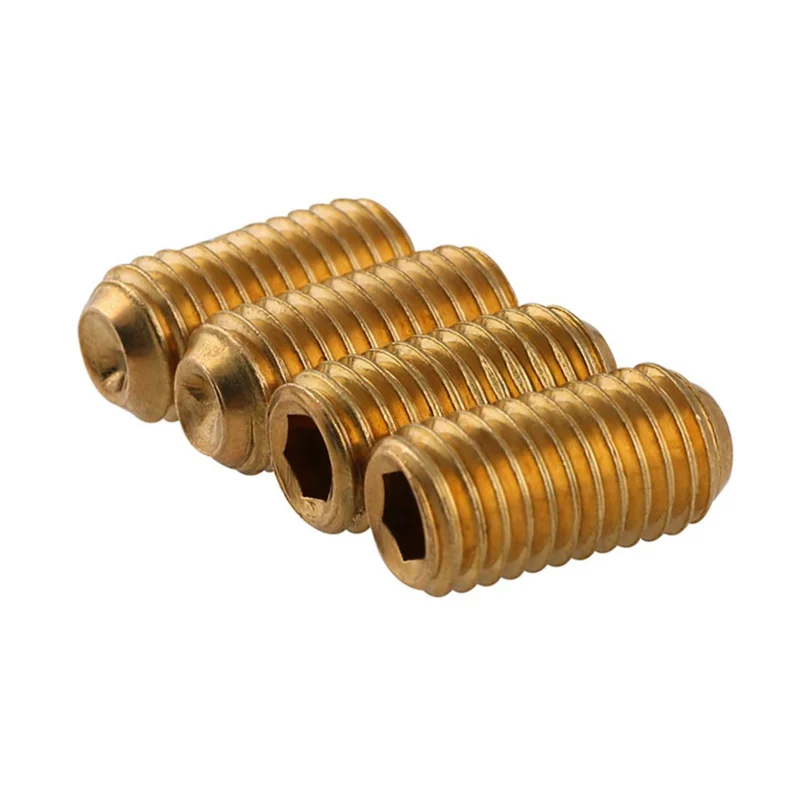 DIN916 Solid Brass Cup Point Headless Hex Socket Set Grub Screw M2-M12 Assorted Sizes Pack of 100 for Hardware And Manufacturing