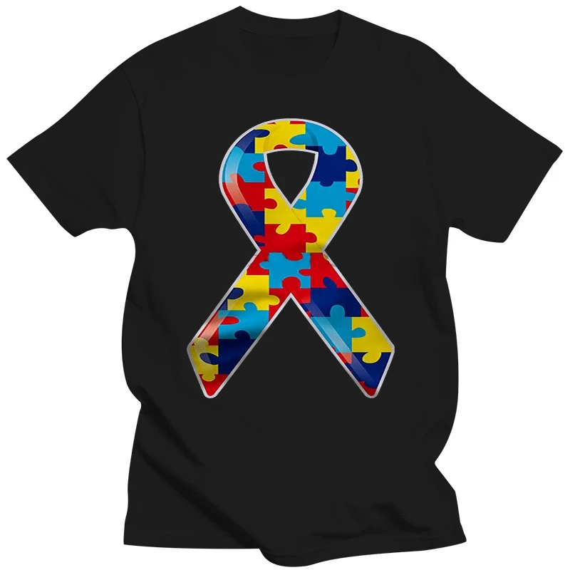 2019 Hot sale Fashion Summer Style Puzzle Children Love Cancer Chemo Autism Awareness Ribbon Mens Navy T-Shirt Tee shirt