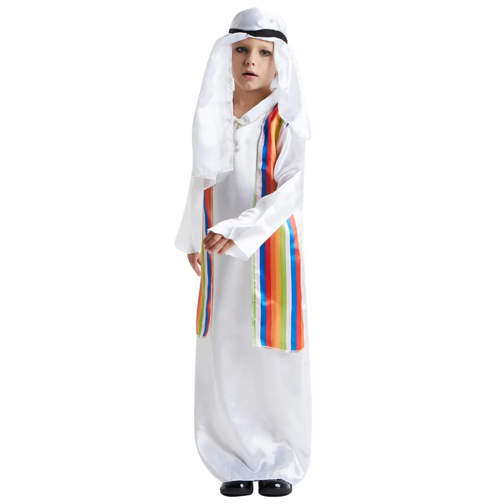 Halloween Chief Boy Arab Cosplay white Robe Clothing costume Carnival party head scarf