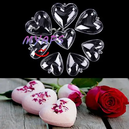 Heart Shaped acrylic Bauble Bath Bomb Mould Mold 6.5cm