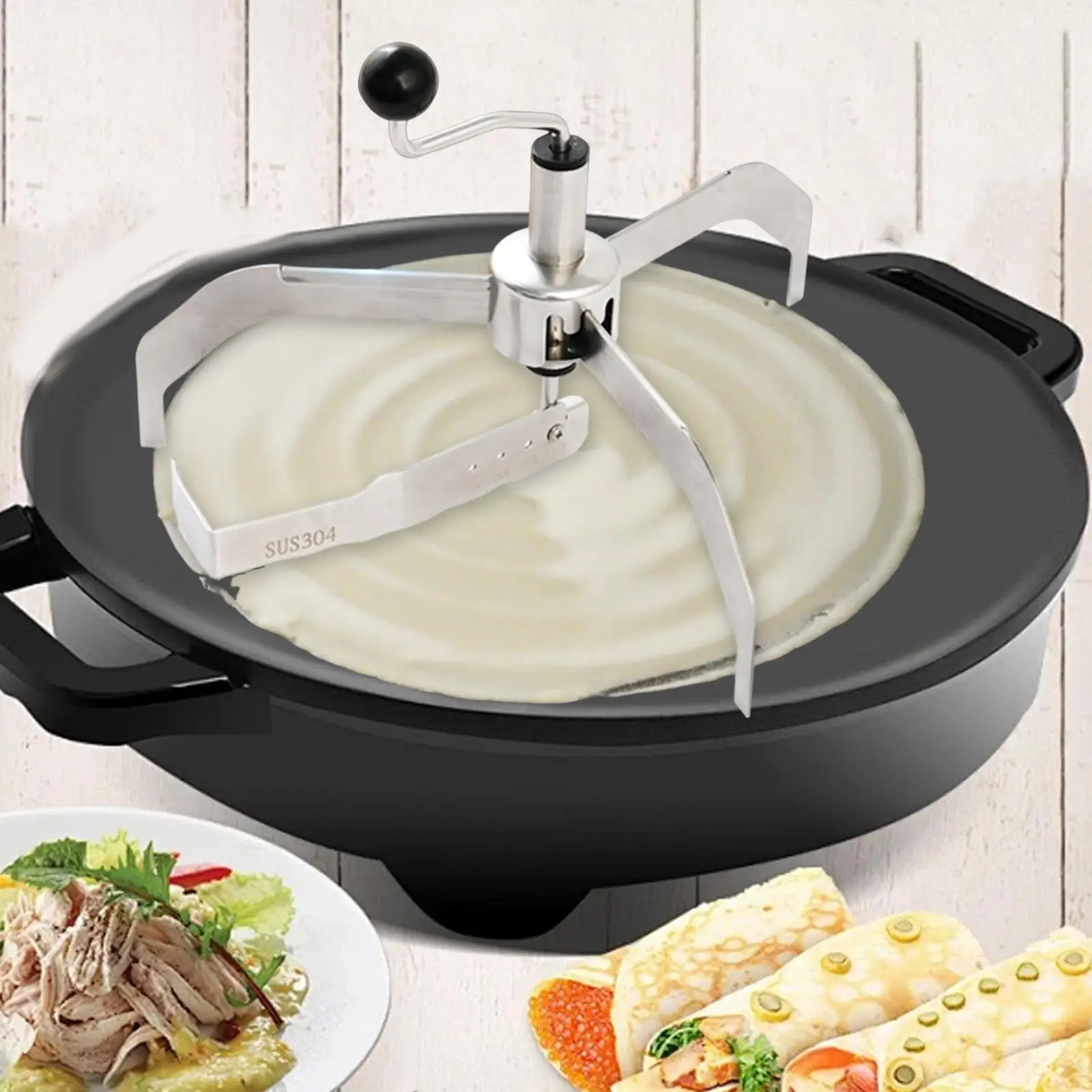 Crepe Spreader Pastry Tool Kitchen Gadgets Egg Pie Making for Burritos Taco Tortilla Batter Restaurant Kitchen Dining Room